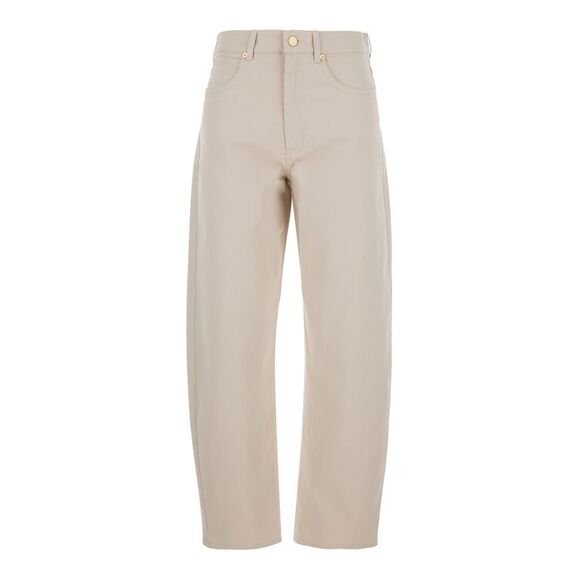 'S Maxmara Women 'Emily' Beige Five-Pocket Jeans With Belt Loops In Cotton Woman